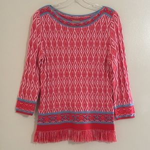 Ruby Rd XS Knit Pullover Sweater w/ Fringe & Beads